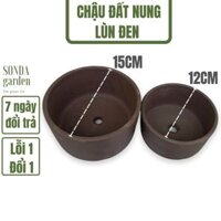 CHẬU ĐẤT NUNG TRÒN ĐEN SIÊU ĐẸP LỖI 1 ĐỔI 1