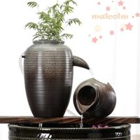 Chậu đất sét nước tuần hoàn MALCOLM, Bình thác nước tuần hoàn nhẹ trang trí, Sáng tạo Top Mở chậu hoa đa chức năng Bình đựng nước sứ Bể cá
