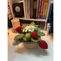 Chậu dâu tây Handmade để bàn làm việc - Chậu dâu tây len để bàn làm việc - Chậu hoa len