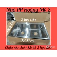 [CHẬU ĐÚC 2 HỌC CÂN} Chậu Rửa Chén Bát INOX SUS 304  8245 và xả Rổ và Vòi và Bình rửa chén bồn rửa chén