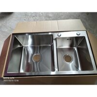 [CHẬU ĐÚC- 2 HỌC LỆCH} Chậu Rửa Chén Bát INOX SUS 304 8245 và xả và Rổ và Vòi chén và Bình rửa chén