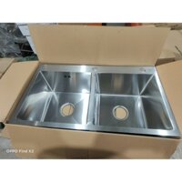 [CHẬU ĐÚC] Chậu Rửa Chén bát inox SUS 304 KT 8245 cân 2 hộc đều