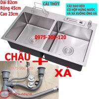 [CHẬU ĐÚC DÀY] Chậu Rửa Chén inox SUS 304 N16 8245 NA.GRAND CÀI DAO THỚT và bộ xả chậu thoát nước