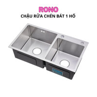 [CHẬU ĐÚC INOX304 ] Chậu rửa chén 2 hố inox 304 Chậu rửa bát inox 304 bồn 2 hố chậu đúc 8245 có rổ 304