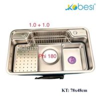 Chậu đúc Kobesi 7848 Inox 304 chống xước ( KT 78*48cm)mới