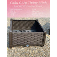 chậu ghép trồng cây thông minh bằng nhựa cao cấp- mảnh ghép chậu trồng cây, rau, hoa,…thông minh độ bền cao, kt 40x40x23