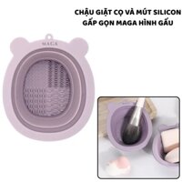 Chậu Giặt Cọ Trang Điểm MAGA Gấp Gọn Hình Gấu Màu Tím