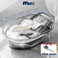 Chậu giặt đồ trong suốt kèm tấm chà quần áo thông minh MONO chất liệu nhựa PET chịu lực tốt siêu bền
