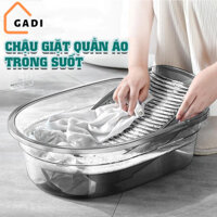 Chậu giặt đồ trong suốt kèm tấm chà quần áo thông minh chất liệu nhựa PET chịu lực tốt siêu bền