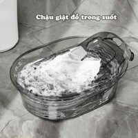 Chậu giặt đồ trong suốt kèm tấm chà quần áo thông minh chất liệu nhựa PET chịu lực tốt siêu bền