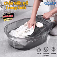 Chậu giặt đồ trong suốt kèm tấm chà quần áo thông minh chất liệu nhựa PET chịu lực tốt siêu bền