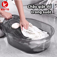 Chậu giặt đồ trong suốt WONKA kèm tấm chà quần áo chất liệu nhựa PET chịu nhiệt độ cao siêu bền