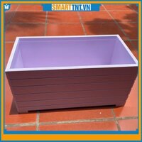 Chậu gỗ nhựa ngoài trời composite kẻ chỉ có chân cao cấp - 50x20x20