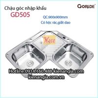 Chậu góc có hộc rác giắt dao 90x90 x23cm Gorlde-GD505