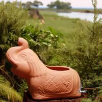 Chậu Gốm Đất Nung Hình Chú Voi – Chậu Decor Sân Vườn – Decor văn phòng