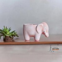Chậu Gốm Đất Nung Hình Con Gà Nhỏ Và Voi Con Sơn WAX – Decor văn phòng