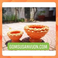 Chậu Gốm Đất Nung VIỀN HOA HỒNG ( Size 25cm Và 34cm) – Decor văn phòng