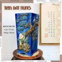 Chậu Gốm La Hán màu Coban Bonsai Cỡ Lớn Trồng Cây Cảnh, chậu gốm Bát Tràng  | Tiệm Đất Nung