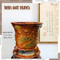 Chậu Gốm Lớn màu Nâu Hổ Phách Trồng Cây Kiểng, cây Bonsai Trang Trí Sân Vườn, Chậu sứ Bát Tràng