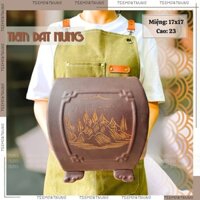 Chậu Gốm Tử Sa Nâu Dáng Vuông Bo Có Chân, chậu sứ khắc hoa | Tiệm Đất Nung