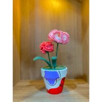 Chậu Hoa Cẩm Chướng len handmade