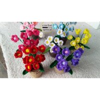 Chậu hoa chuông bằng len y hình cao 23cm