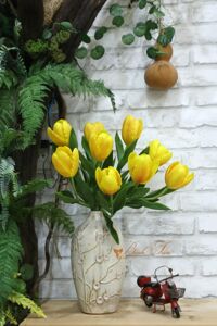 Chậu  Hoa Đất sét – Chậu hoa Tulip vàng