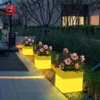 Chậu Hoa Đèn LED Dạ Quang 16 Màu Hình Vuông, Chữ Nhật Chống Thấm Nước, Kèm Remote
