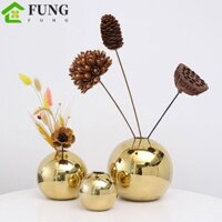 Chậu hoa FUNG, Bình hoa thủ công bằng gốm sứ, Đồ thủ công Mạ điện tinh tế Hộp đựng hoa sáng tạo Thủy canh