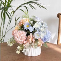 Chậu hoa giả để bàn - Bình hoa giả cắm sẵn trang trí phòng khách, phòng ngủ, showroom,..Bình hoa giả decor tamkemshop93