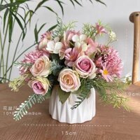 Chậu hoa giả trang trí - Bình hoa giả để bàn - Bình hoa decor trang trí nhà cửa, bàn làm việc bàn học,..