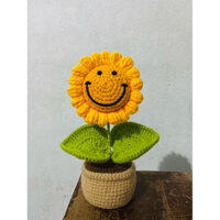chậu hoa hướng dương mặt cười len