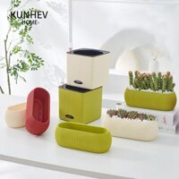 Chậu hoa KUNHEV, Chậu cây mọng nước nhỏ tự thấm hút, Chậu trồng cây bằng nhựa trong suốt để bàn tại nhà