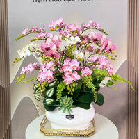 Chậu Hoa Lan Tiểu Hồ Điệp Giả Cao Cấp TrangTrí Nhà Cửa. Cành Lan Cắm Cùng Chậu.Cao 75cm. Video, Ảnh Thật Shop Chụp.