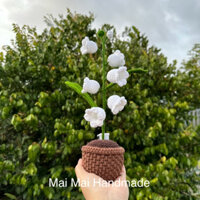 Chậu hoa linh lan bằng len handmade, hoa chuông, chậu hoa để bàn, đèn ngủ hoa linh lan