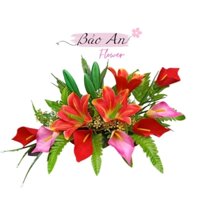 Chậu hoa lụa, hoa giả để bàn, hoa trưng bàn thờ