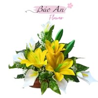 Chậu hoa lụa, hoa giả để bàn, hoa trưng bàn thờ