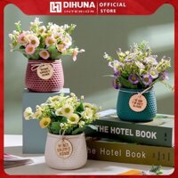 Chậu Hoa Lụa Mini, Hoa Decor Trang Trí Bàn Trà, Bàn Làm Việc, Bàn Học, Kệ Tủ, Kệ Sách, Làm Quà Tặng