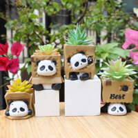 Chậu Hoa resin mini Hình Gấu Trúc Dễ Thương Thân Thiện Với Môi Trường Để Bàn Ban Công