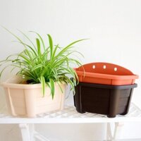 Chậu hoa treo giả gỗ Dr. Flower, chậu hoa treo tường ban công, chậu nhựa hình bán nguyệt lưu trữ nước, chậu hoa củ cải xanh
