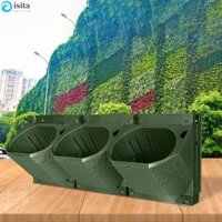 Chậu hoa treo tường cây ISITA, Chậu trồng tường đứng treo 3 trong 1, Trang trí tách nước và đất bằng nhựa Kết hợp nhiều lớp Giá đỡ cây treo tường trong nhà
