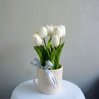 Chậu hoa tulip giả, hoa tulip giả, chậu hoa tulip để bàn, hoa tulip