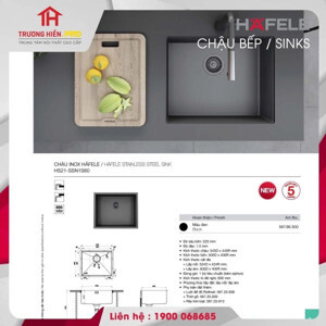 Chậu inox Hafele HS21-SSN1S60