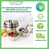 Chậu Inox Nhiều Kích Thước Có Vạch Chia ML Đựng Rau Củ Hoa Quả Trộn Bột Làm Bánh