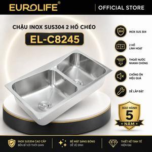 Chậu Inox SUS304 2 hố chéo Eurolife EL-C8245