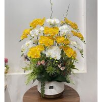 Chậu lan hồ điệp 15 bông - cao khoảng 80cm trang trí phòng khách, kệ tivi - Tiệm hoa lụa nhà Vy