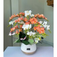 Chậu lan tiểu hồ điệp cắm 11 cành -  cao ~ 60 - 65cm - Hoa lụa trang trí phòng khách - Tiêm hoa lụa nhà Vy