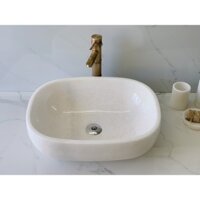 CHẬU LAVABO ĐÁ TỰ NHIÊN NGUYÊN KHỐI CAO CẤP BẦU DỤC, TRẮNG MUỐI TINH KHIẾT