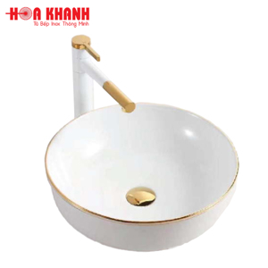 Chậu lavabo đặt bàn CKR101G điểm chỉ vàng