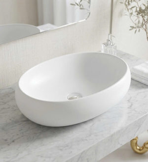 Chậu lavabo đặt bàn vân đá bầu dục KB-065
